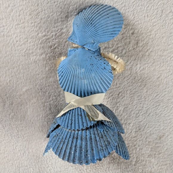 Vintage Seashell Ladies Set of 2 Southern Belle Figurines Blue Yellow Painted - Picture 3 of 7